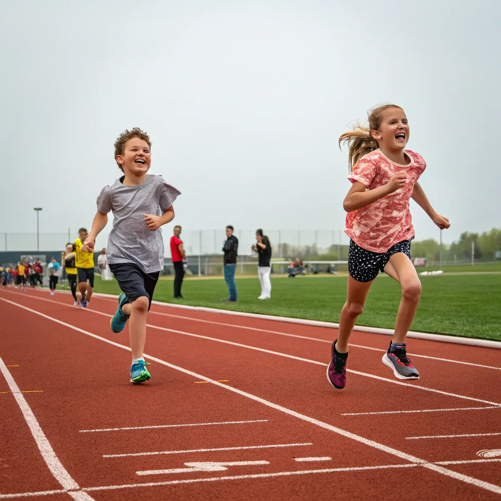 Children running on a track